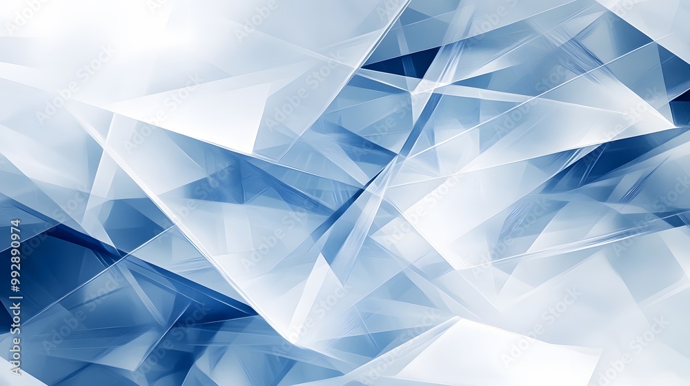 modern abstract blue background design with layers of textured white transparent material in triangle diamond and squares shapes in random geometric pattern. modern abstract blue background design with layers of textured white transparent material in triangle diamond and squares shapes in random geometric pattern.