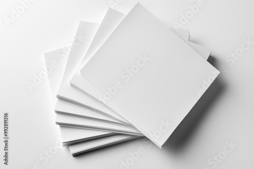 Blank A4 Stacked Paper Mockup isolated created with Generative AI