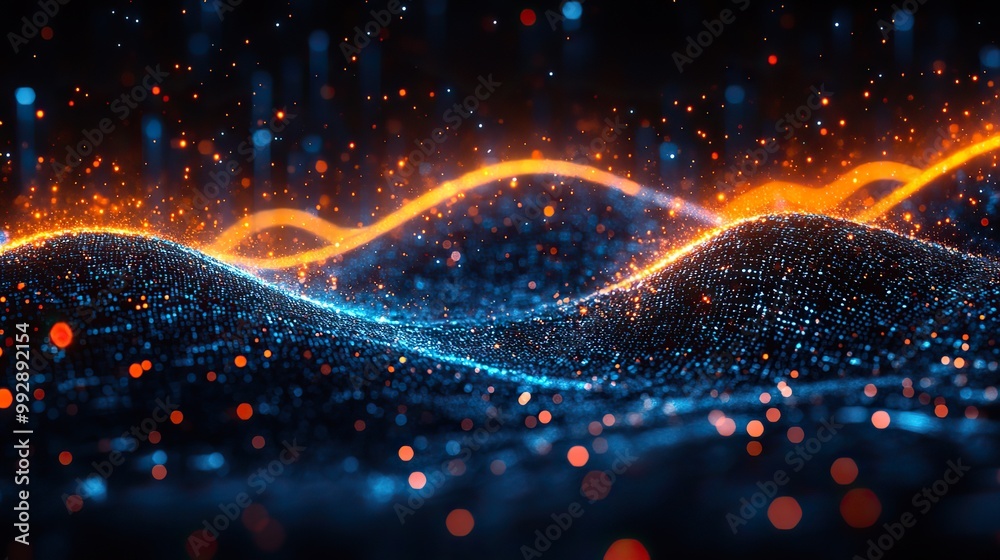 A sound wave pattern abstract background with oscillating elements, depicting a digital equalizer in a technology theme. A sound wave pattern abstract background with oscillating elements, depicting a digital equalizer in a technology theme.