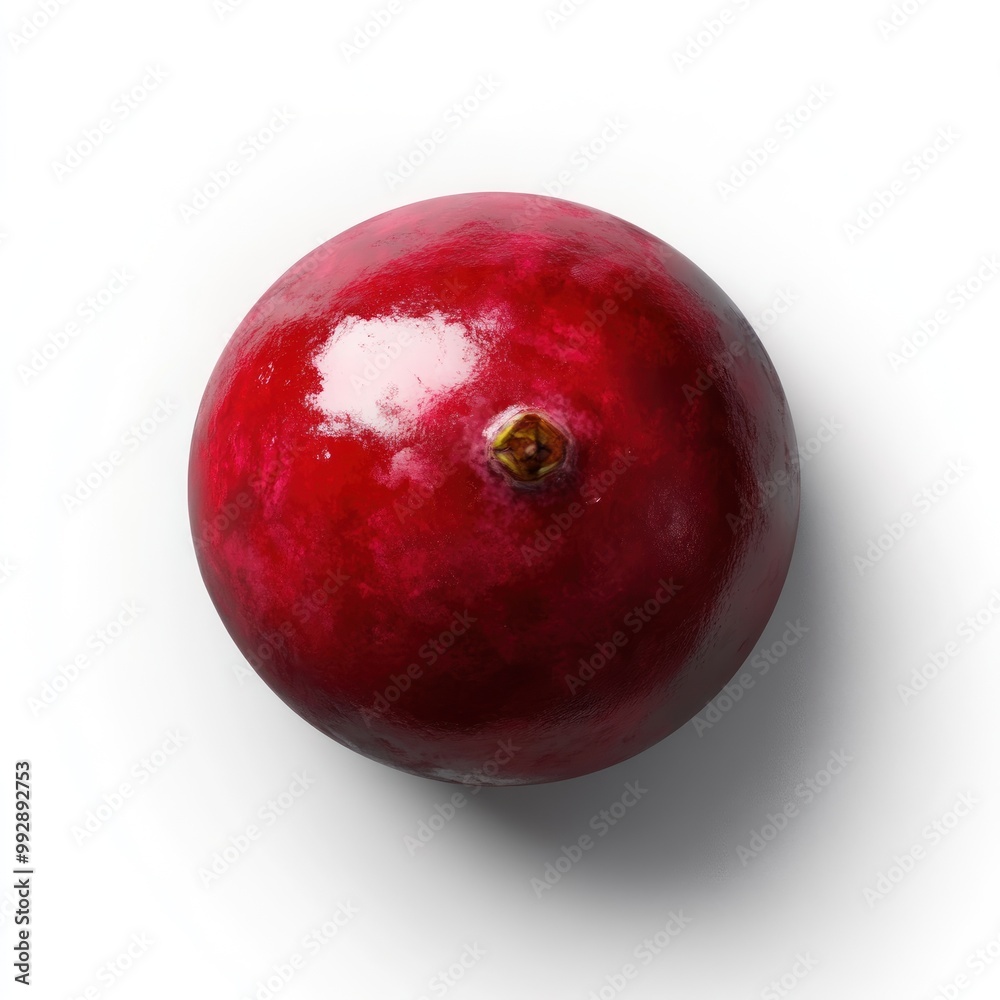 Obraz premium A shiny, red cranberry with a smooth surface against a white background.