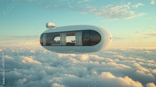 A floating caravan that drifts across the sky, offering nomads a new view every day as they travel with the wind photo