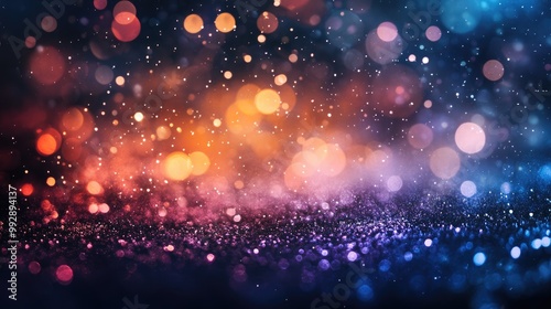 Shimmering particles and bokeh light effects creating a magical atmosphere