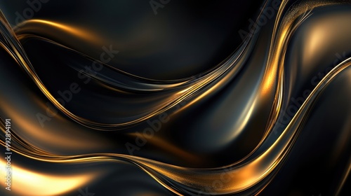Elegant golden curves gracefully flow over a refined dark background