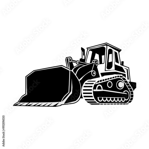 bulldozer vehicle silhouette illustration