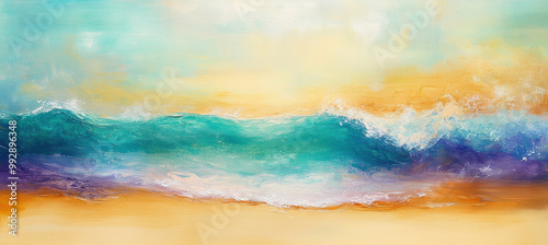 Blended gradient of ocean waves in soft strokes