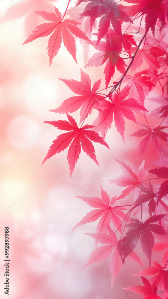 Fototapeta premium Vibrant red maple leaves in autumn light