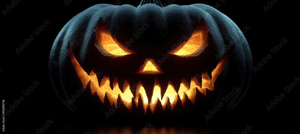 Menacing Pumpkin with Glowing Eyes for Halloween Menacing Pumpkin with Glowing Eyes for Halloween