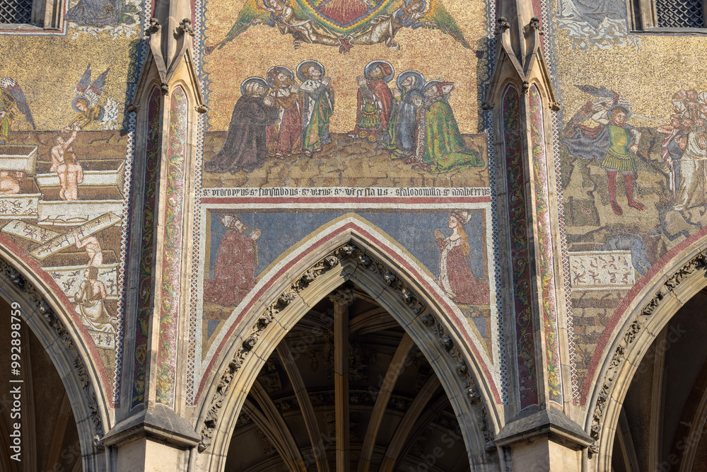Mosaic of the Last Judgment at the Golden Gate, Saint Vitus Cathedral, Prague, Czech Republic