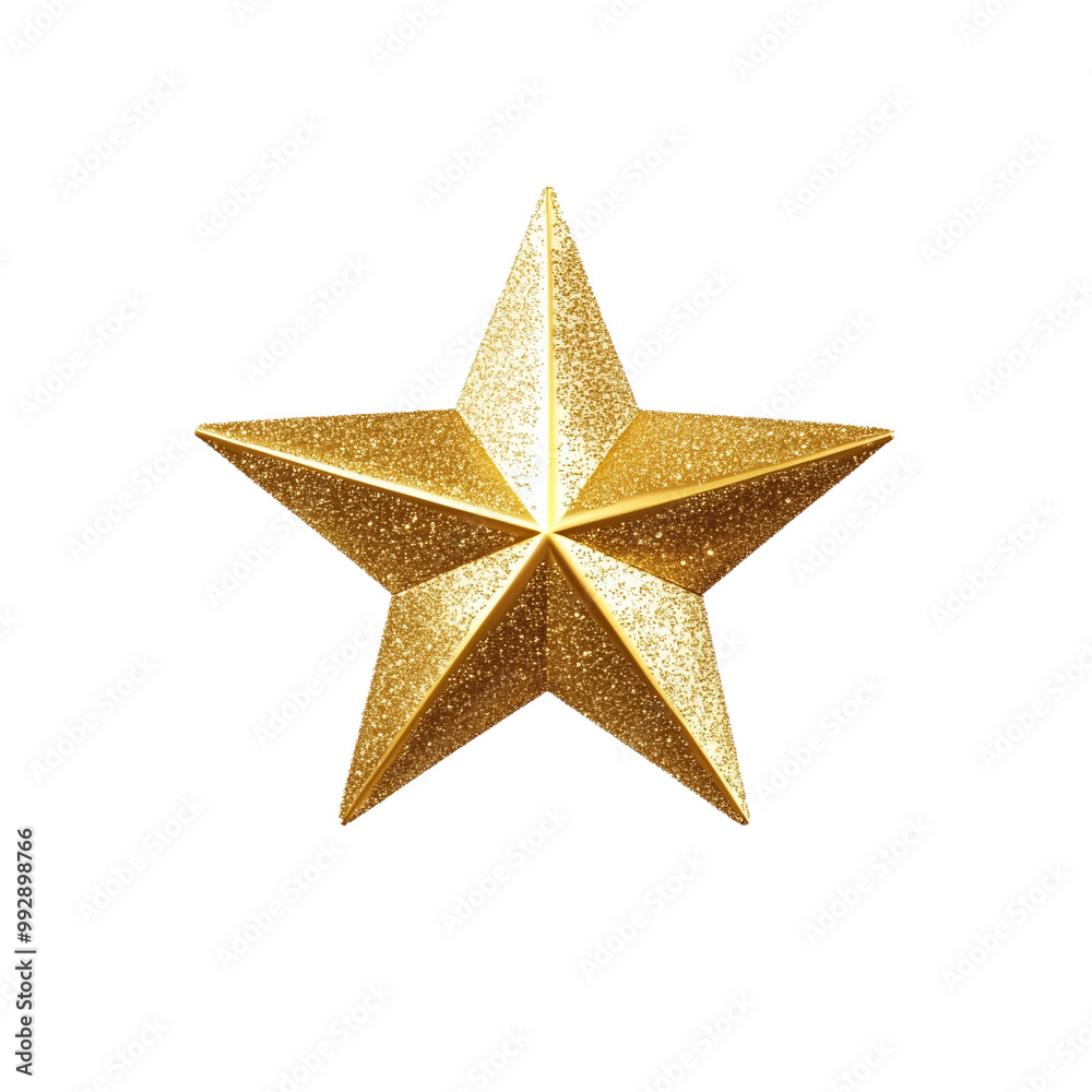 Golden star icon isolated on white background. clipping path