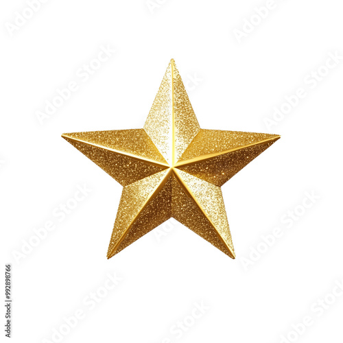 Golden star icon isolated on white background. clipping path