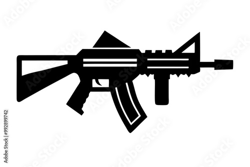 A modern war weapons gun icon silhouette vector on white background.