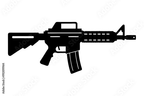 A modern war weapons gun icon silhouette vector on white background.