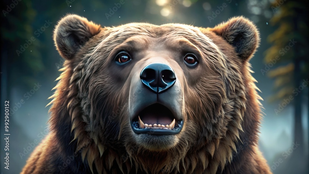 Obraz premium 4K Realistic Roaring Bear