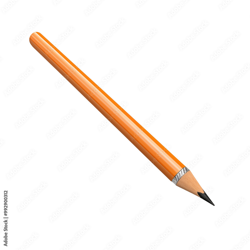 Yellow Pencil With Sharpened Tip Isolated On White Background