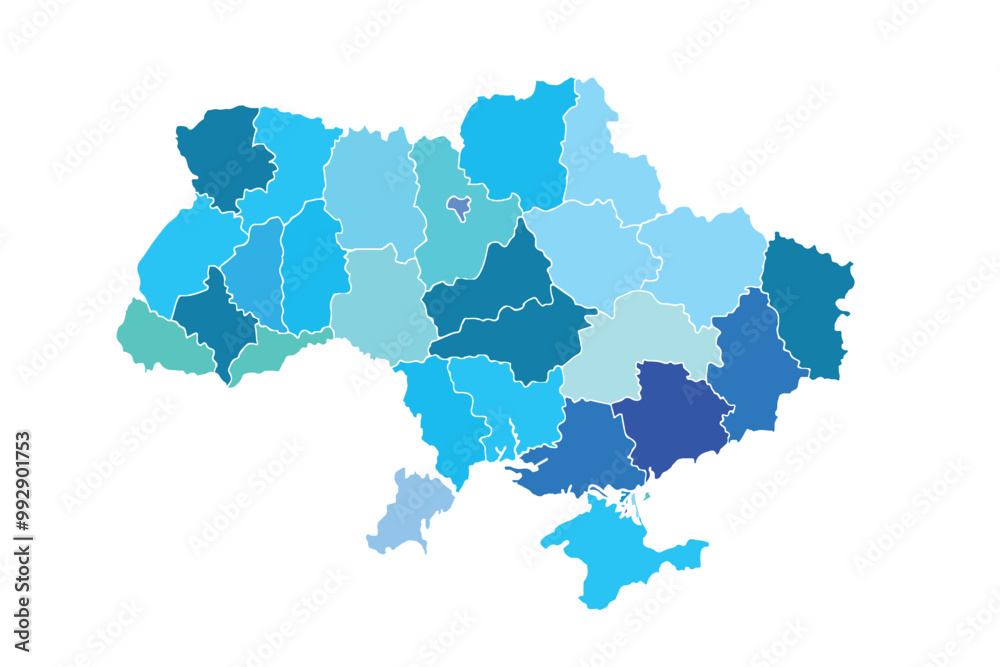 Obraz premium Map of ukraine with provinces. Vector illustration.