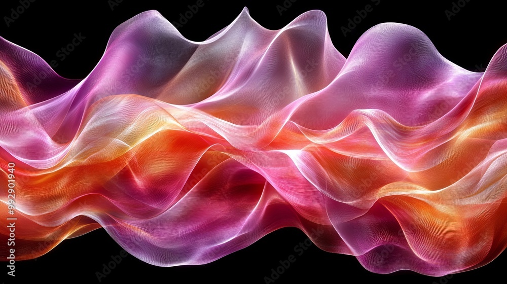 Abstract Wavy Pattern of Intertwined Pink and Orange Colors on a Black Background Abstract Wavy Pattern of Intertwined Pink and Orange Colors on a Black Background