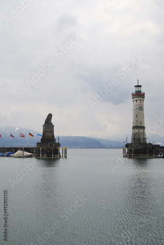 The harbor in Lindau, Bodensee lake, Germany 