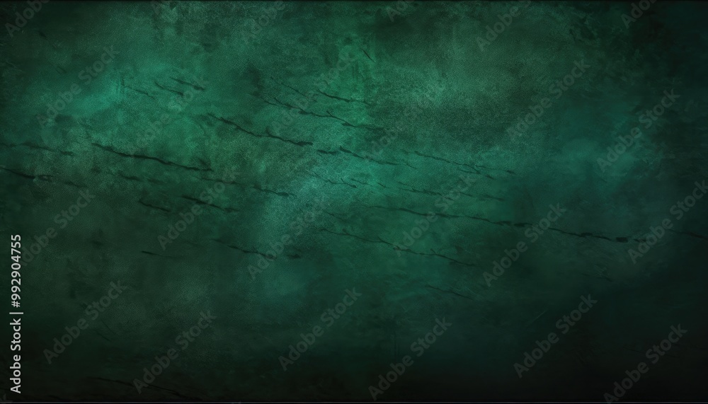 Obraz premium Elegant dark emerald green background with black shadow border and old vintage grunge texture design
