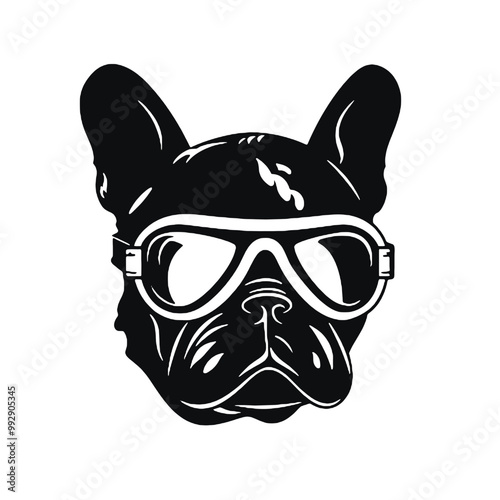 Illustration vector graphic of french bulldog aviator pilot 