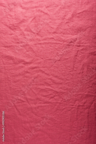 stonewashed linen fabric in dark pink color photo