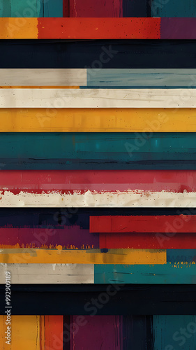 Vibrant vertical wallpaper, abstract glitch effect with colorful layered stripes