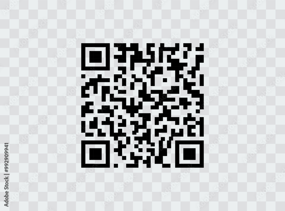 © Liza - Vector. Special identity code sign. Sample QR code for phone. QR code on abstract background