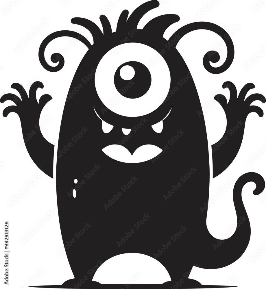 Scary Monster silhouette vector illustration isolated on a white background Scary Monster silhouette vector illustration isolated on a white background