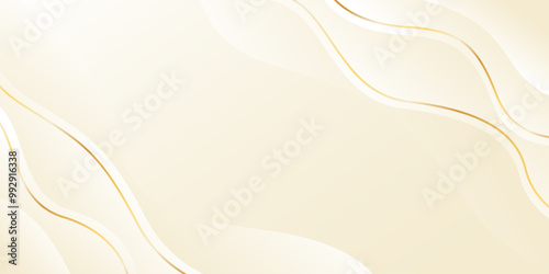 Elegant beige luxury background. Abstract wave dynamic wallpaper with gold lines. Template banner background for beauty products, sales, ads, events, web, and pages