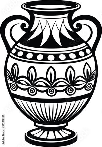 Line art Ceramic vase on the wall silhouette vector icon, illustration on white background. photo