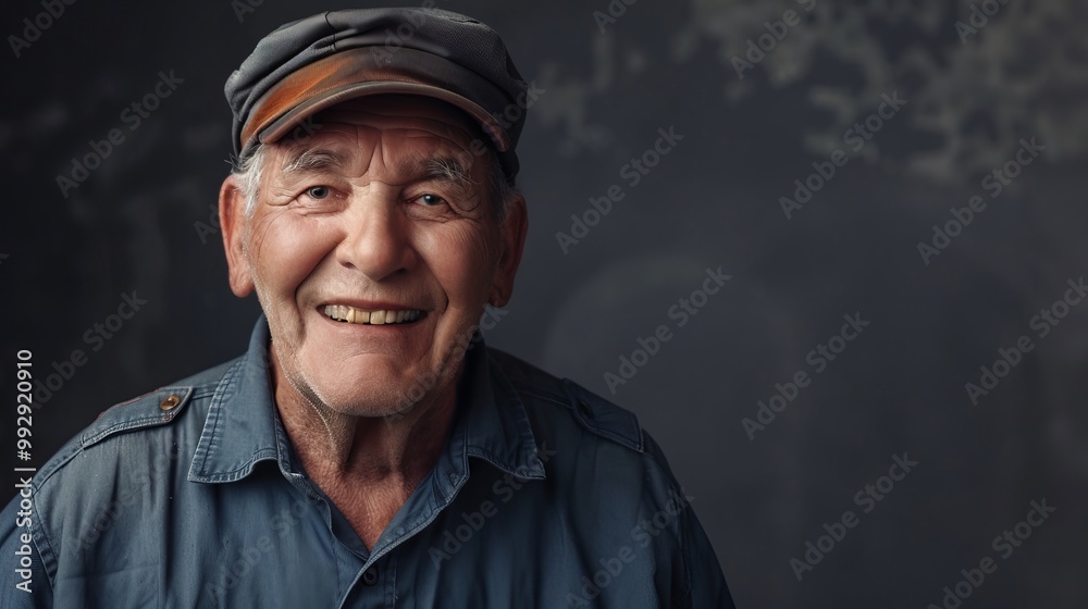 Happy laborer wearing his uniform and hat, standing confidently, embodying pride in his work and a sense of accomplishment