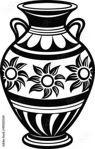 Line art Ceramic vase on the wall silhouette vector icon, illustration on white background.