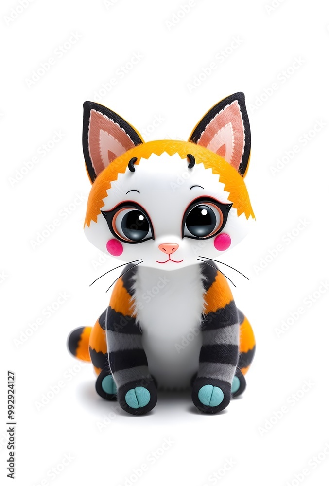 A cute fox with expressive eyes on a white background A cute fox with expressive eyes on a white background