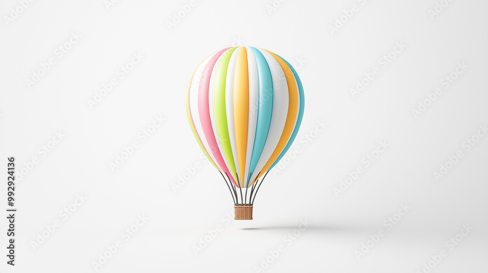 Colorful Hot Air Balloon Soaring: A vibrant, whimsical hot air balloon with colorful stripes, symbolizing dreams, adventure, and the freedom to explore. Colorful Hot Air Balloon Soaring: A vibrant, whimsical hot air balloon with colorful stripes, symbolizing dreams, adventure, and the freedom to explore.