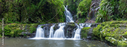 a panoramic shot of elabana falls in lamington national park of sth qld, australia
