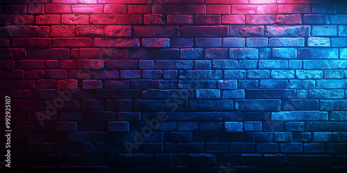 Vibrant Neon Lit Brick Wall Texture