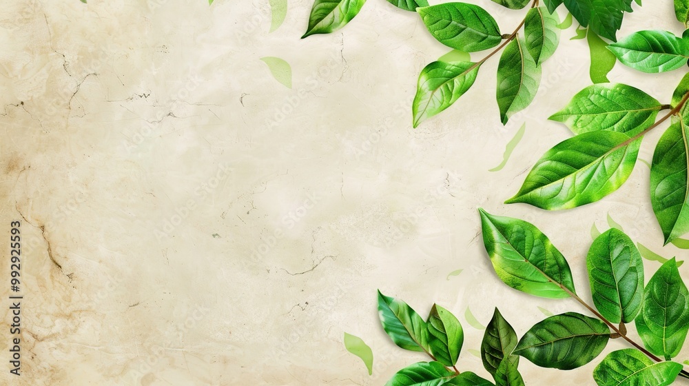 Bright green leaves forming a border around an empty space in the center, perfect for text. Bright green leaves forming a border around an empty space in the center, perfect for text.