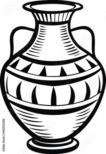 Line art Ceramic vase on the wall silhouette vector icon, illustration on white background.