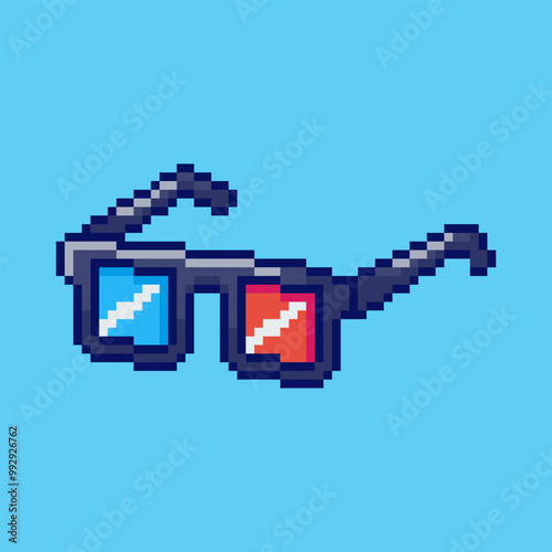 Pixel art 3d movie glasses game asset design