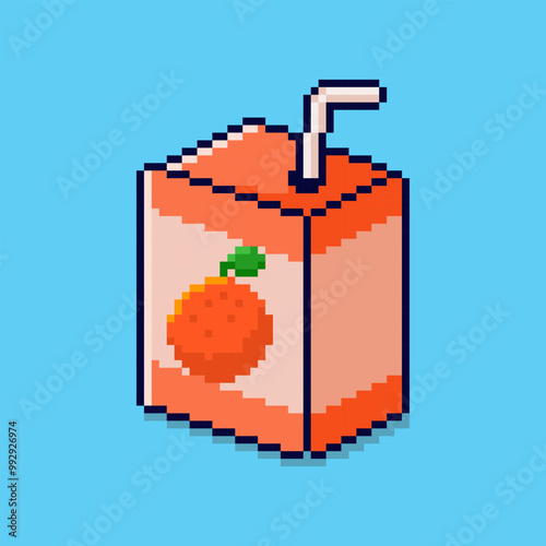 Pixel art Orange Juice Box game asset design