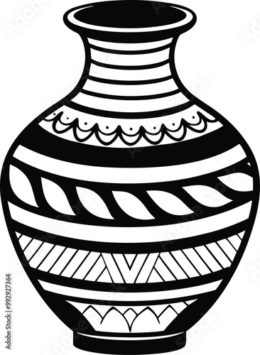 Line art Ceramic vase on the wall silhouette vector icon, illustration on white background.