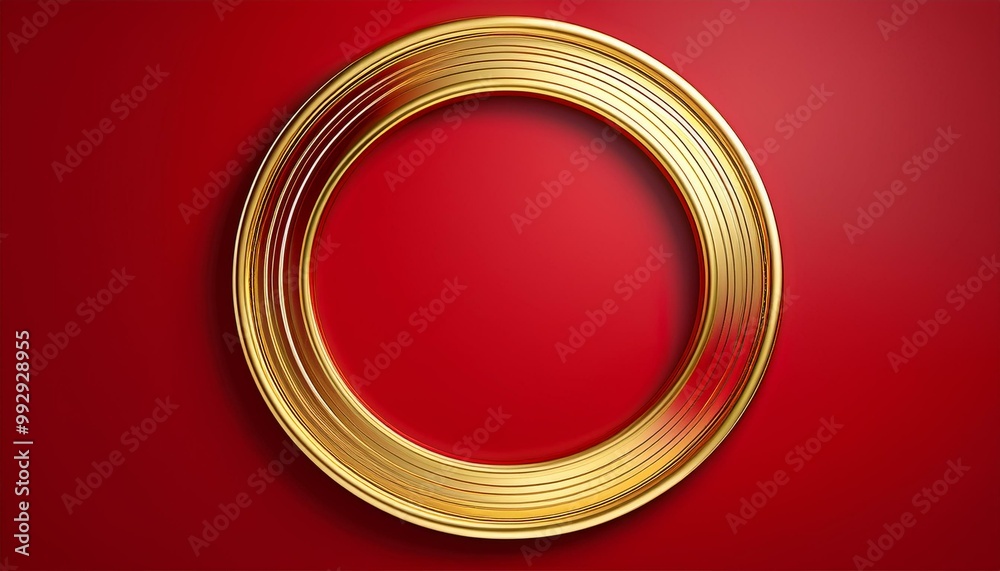 Gold luxury frame on a red background. Circle elegant border. Gold luxury frame on a red background. Circle elegant border.
