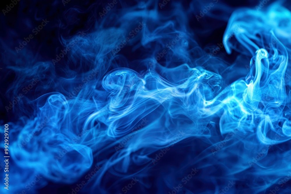 Abstract Swirling Blue Smoke on Black Background Abstract Swirling Blue Smoke on Black Background