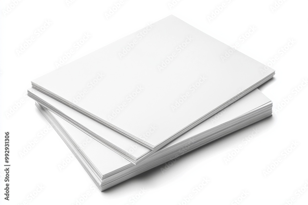 Blank A4 Stacked Paper Mockup isolated created with Generative AI