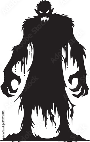 Scary Monster silhouette vector illustration isolated on a white background