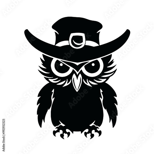 Image Portrait owl in a pirate hat. Vector illustration , pirate owl