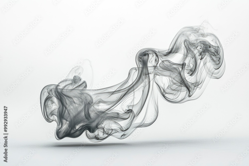 Abstract Gray Smoke Swirling in a White Background Abstract Gray Smoke Swirling in a White Background