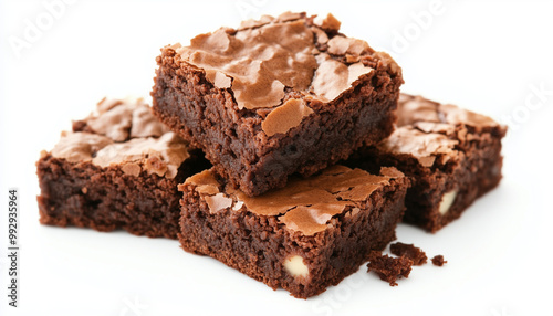 Delicious Chocolate Brownies isolated in white background