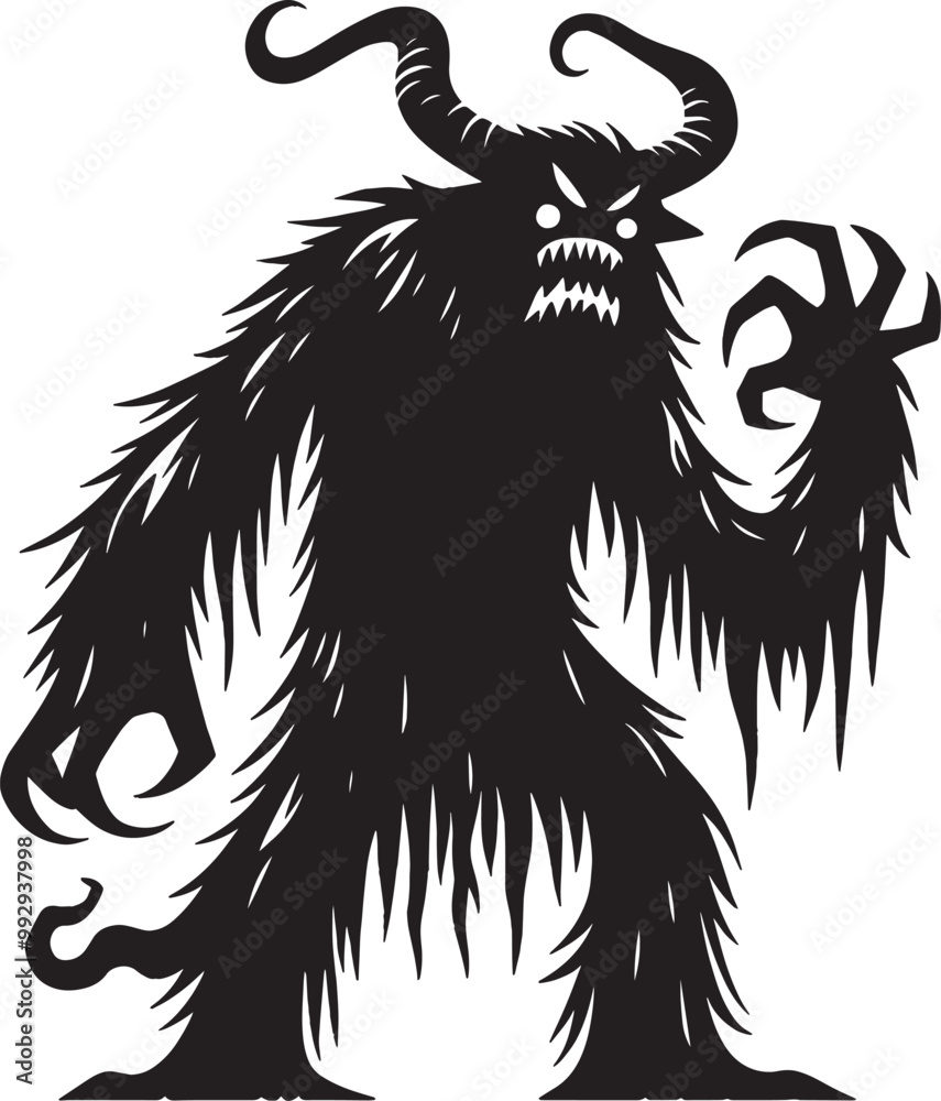 Fototapeta premium Scary Monster silhouette vector illustration isolated on a white background