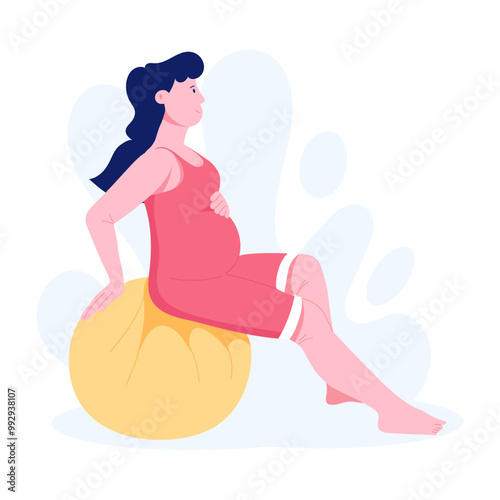 Pregnancy fitness illustration in flat style