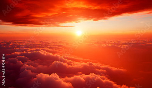 Golden Sunrise Over Clouds in Majestic Sky Design